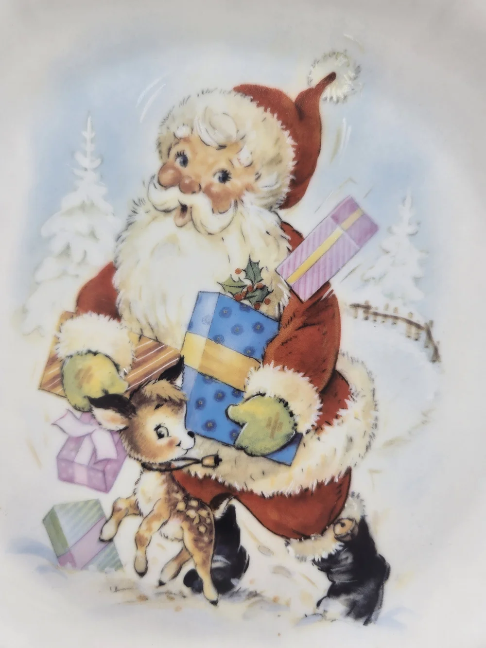Vintage Tirschenreuth Baronesse Bavarian Porcelain Santa Serving Plate
